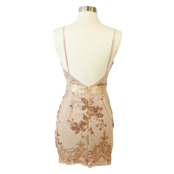 ❗️🔥LAST ONE Rose Gold Nude Backless Sequin Dress - Picture 8 of 8